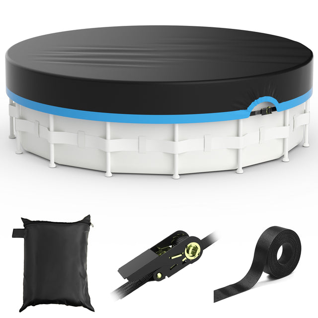 33' Round Above Ground Pool Cover Strap Buckle - Blue Trim - product image