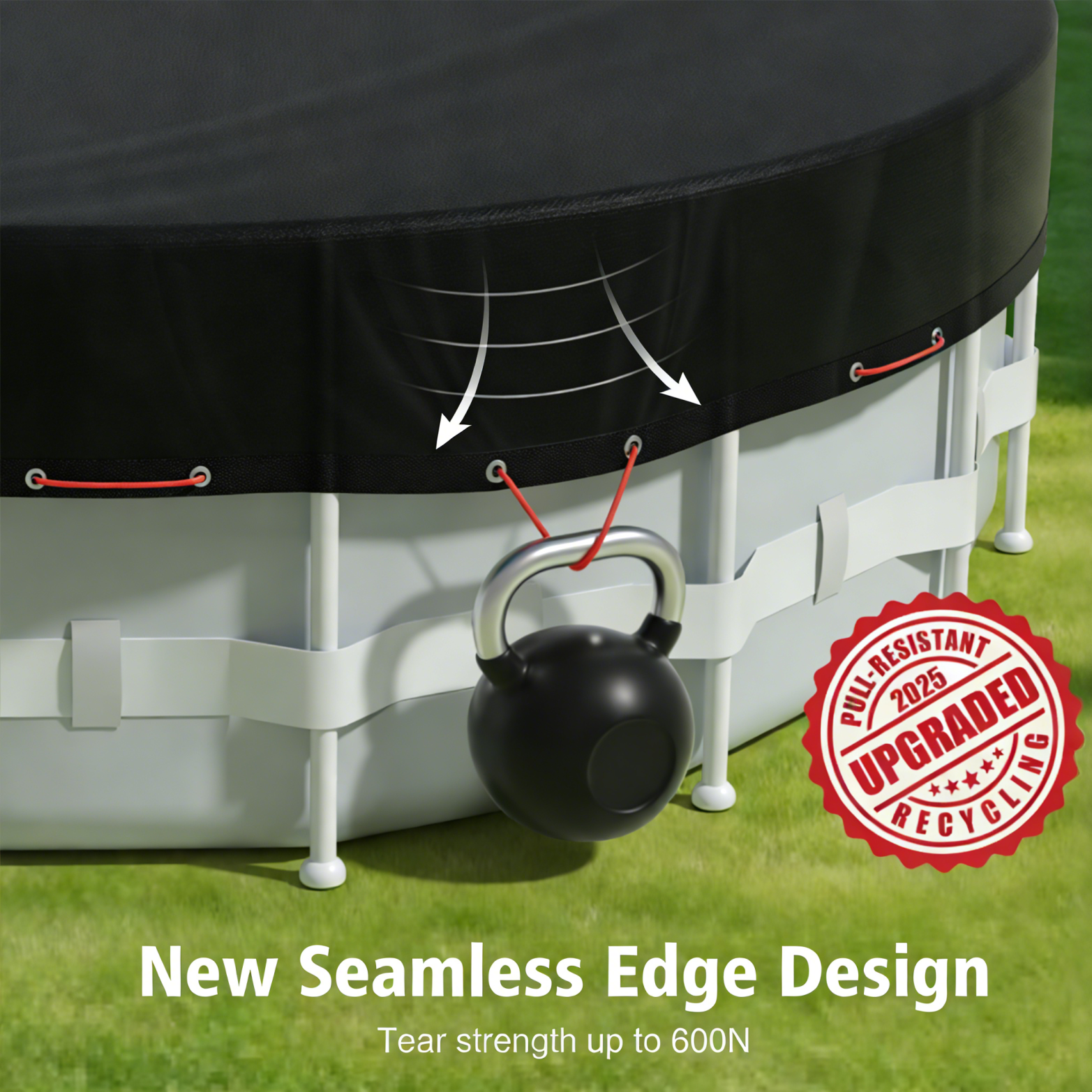 Round Above Ground Pool Cover - Wire Rope Winch - Black-Bordered Style
