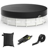 8Ft Round Above Ground Pool Cover - Ratchet Strap - Black Trim