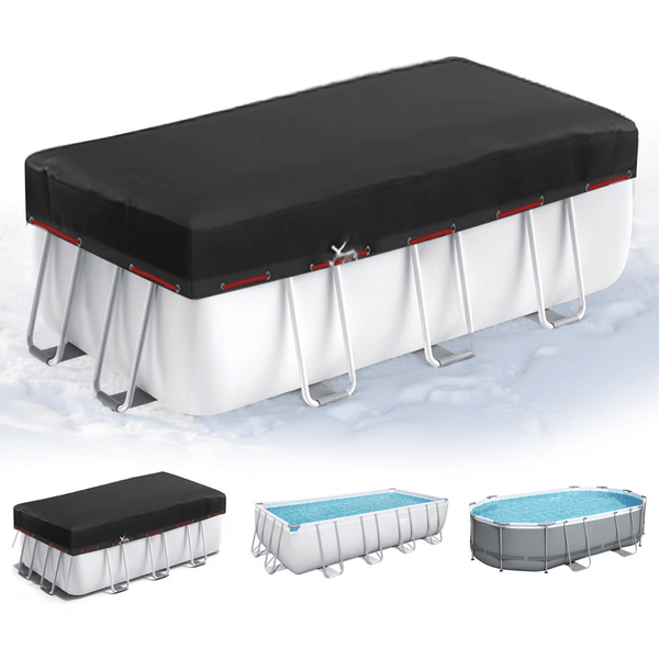 Suitable for 18*24' Rectangular Above - Ground Pools covers - Wire Rope Winch - Black - Bordered Style