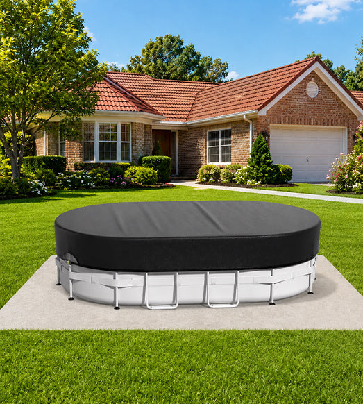 Oval Above Ground Pool Cover - Strap Buckle - Black Trim From