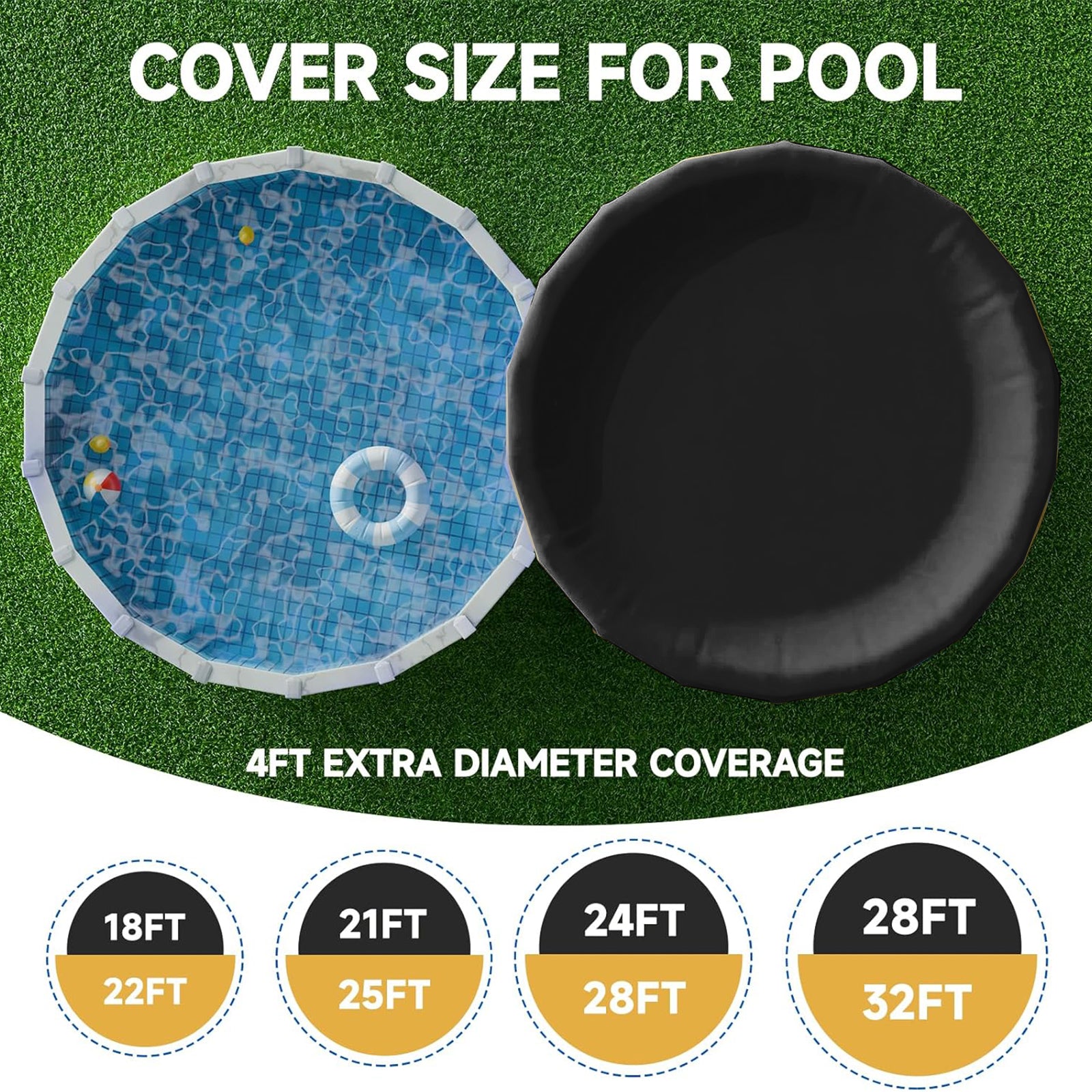 Durable Circle  Above Ground Swimming Pool Cover with Orange Reflective Strips