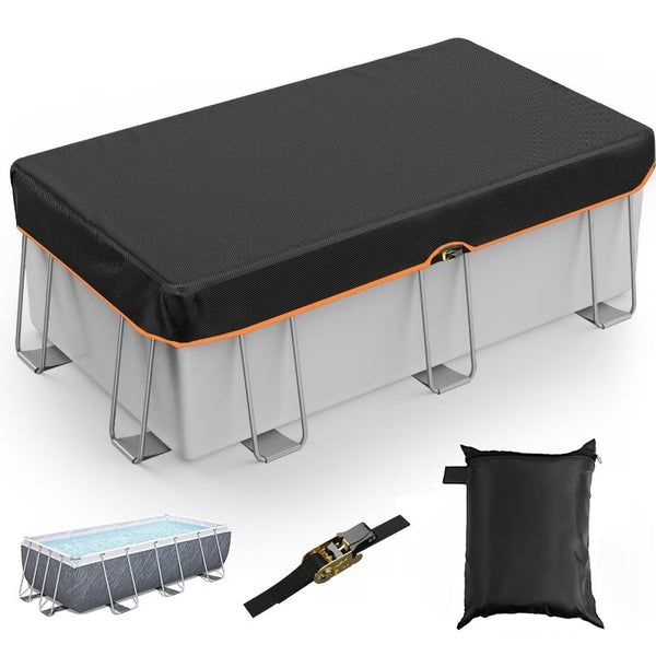 18*24' RectangularAbove Ground Pool Cover - Strap Buckle - Orange Trim