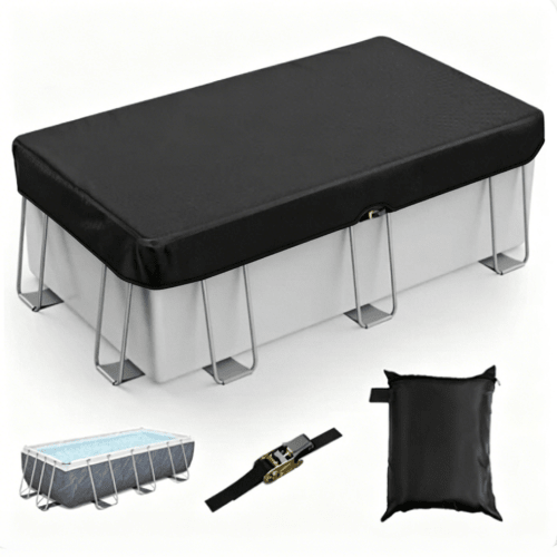 18*24' Rectangular Above Ground Pool Cover - Strap Buckle - Black Trim