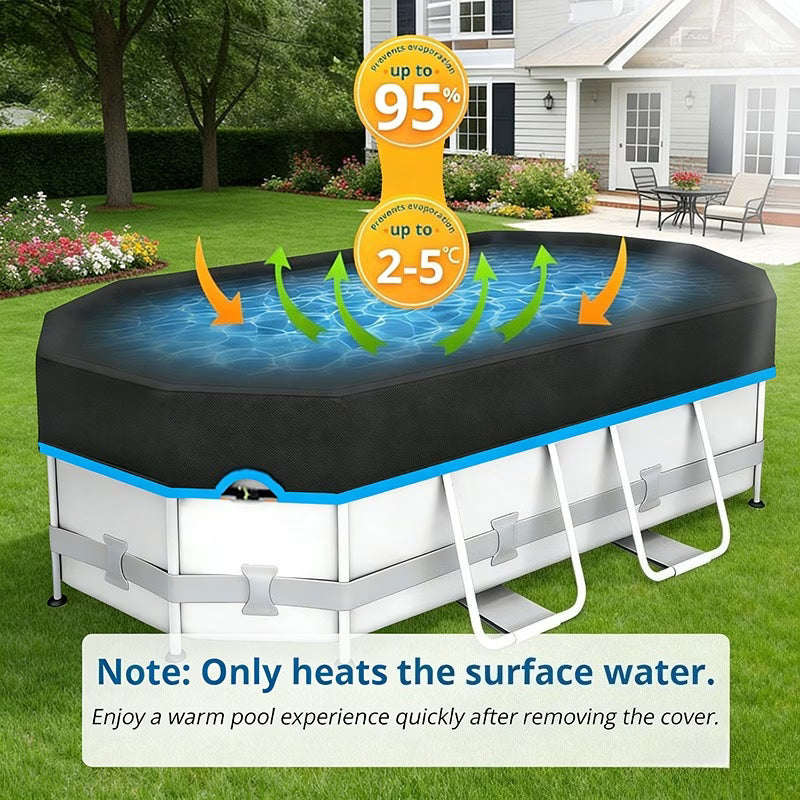 Oval Above Ground Pool Cover - Strap Buckle - Blue Trim From