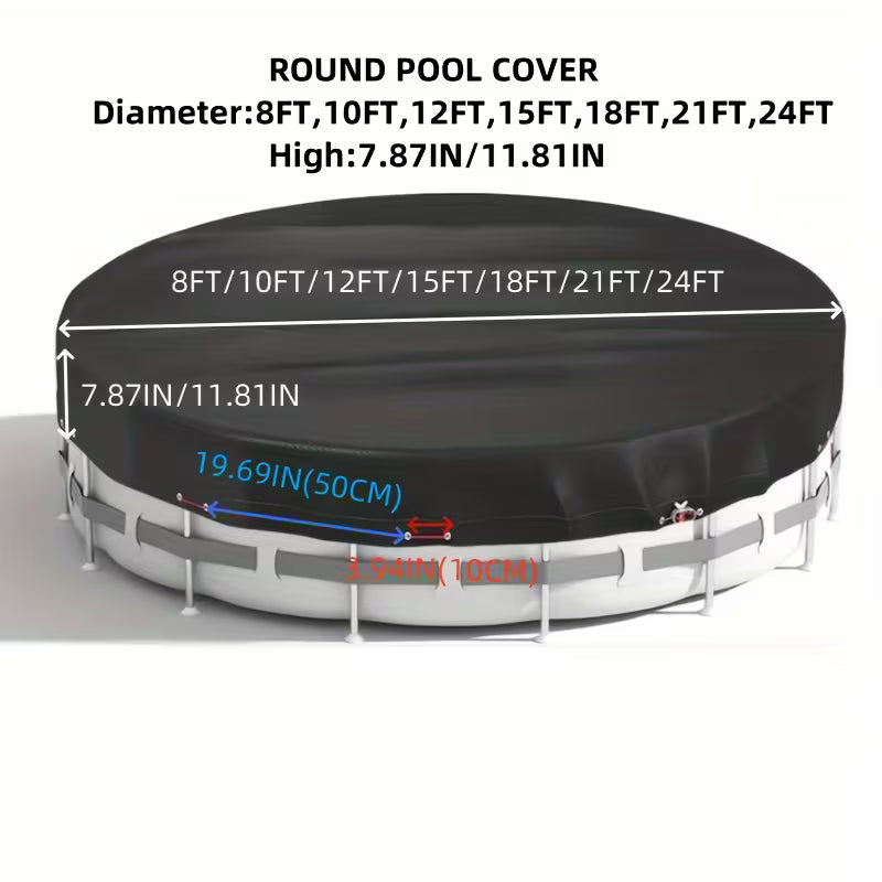 1 PC Round Black Oxford Swimming Pool Cover for Above Ground Pool