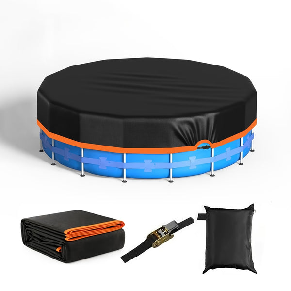 Durable Circle  Above Ground Swimming Pool Cover with Orange Reflective Strips