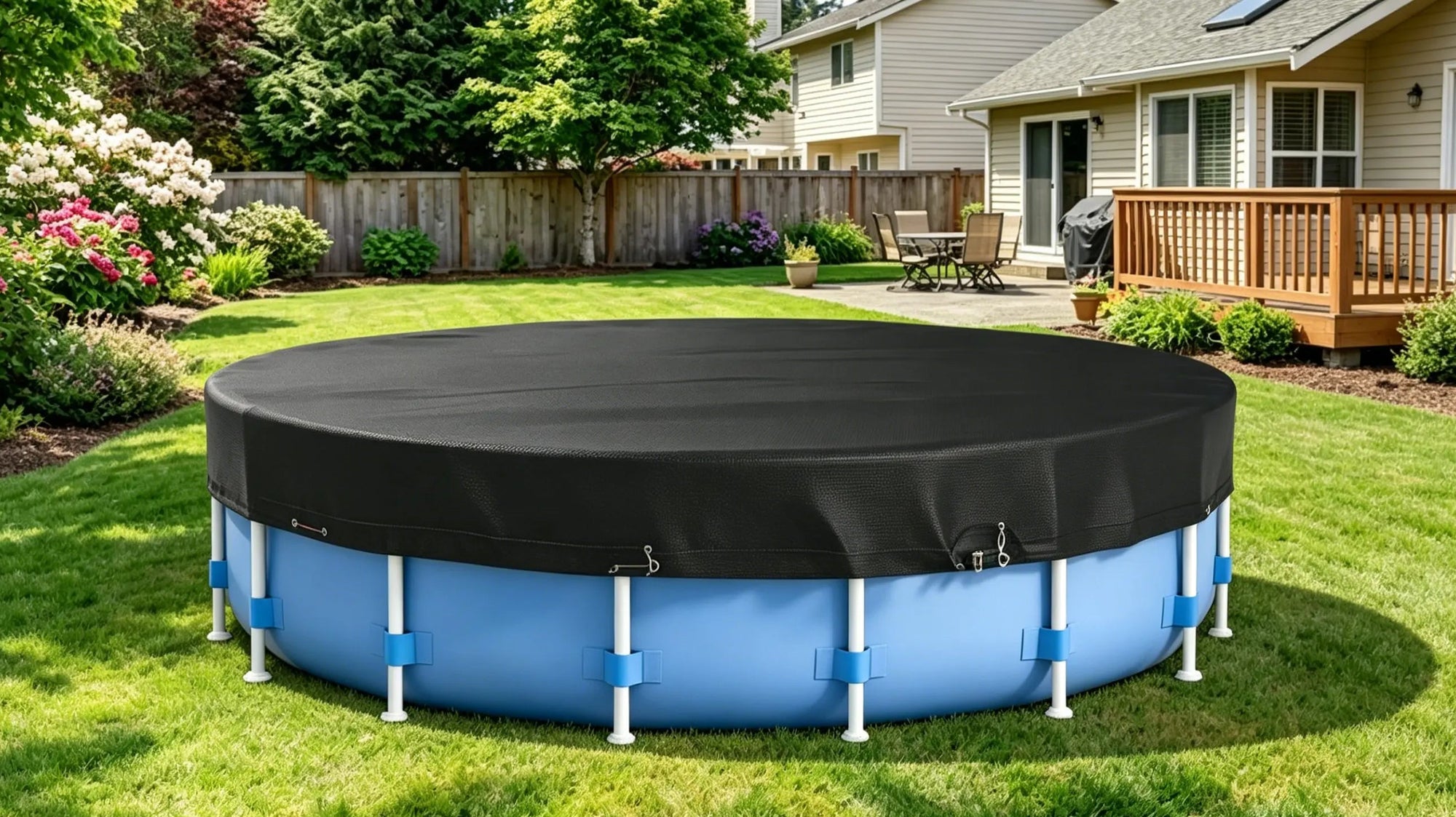 8' Round Above-Ground Pools - Black-Bordered Style
