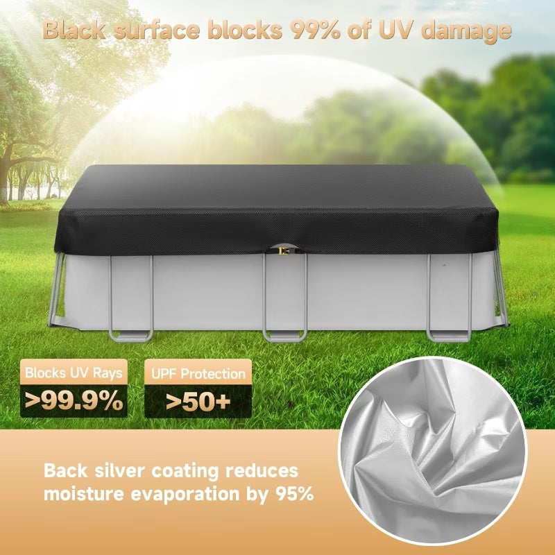 18*24' Rectangular Above Ground Pool Cover - Strap Buckle - Black Trim