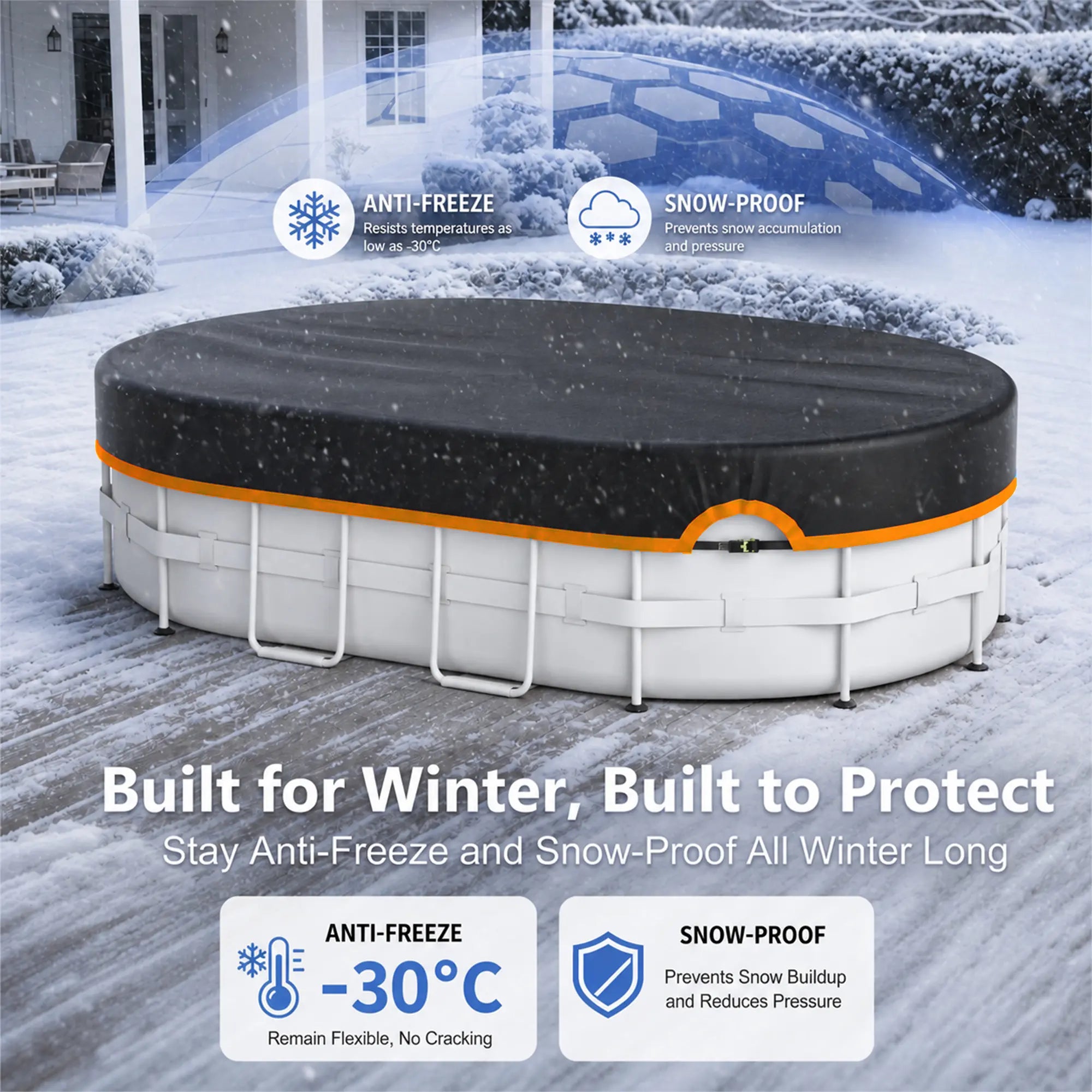 ratchet strap Orange Trim 18*34'-Oval-Pool-coversFaircovers