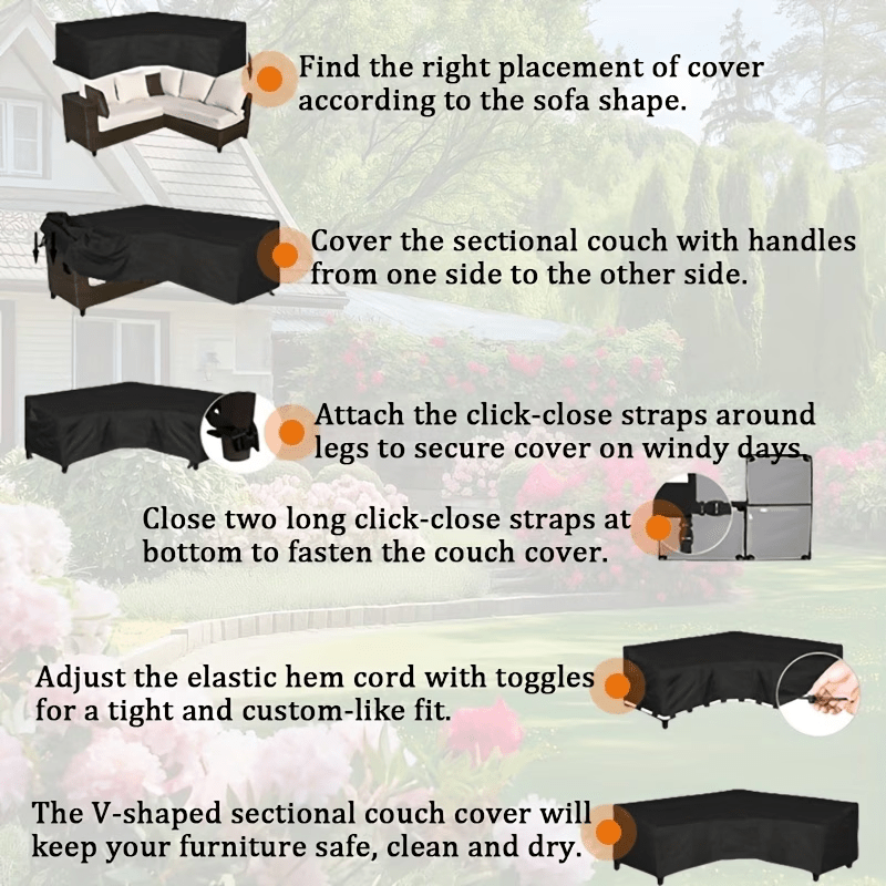 Patio Sofa Cover for Outdoor Use - V - Shaped Set