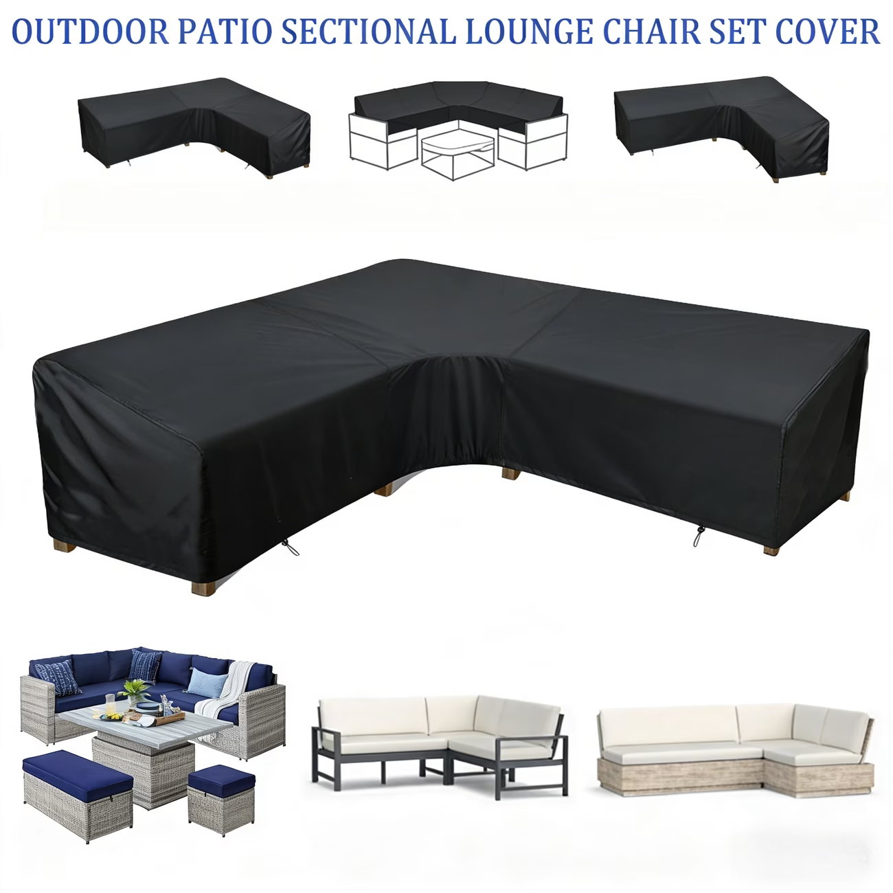 Heavy Duty Polyester Patio V-Shaped Sofa Cover