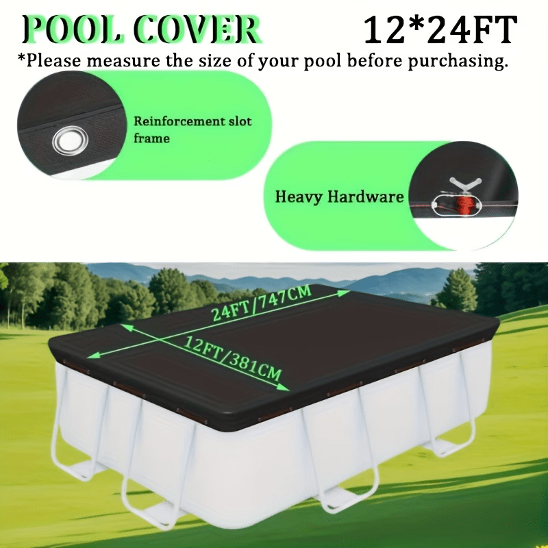 矩形中号钢丝 Rectangular Pool Cover,One-piece Solar Rectangular Pool Cover, Flood-proof, UV-proof, Wind and Rain-proofFaircovers