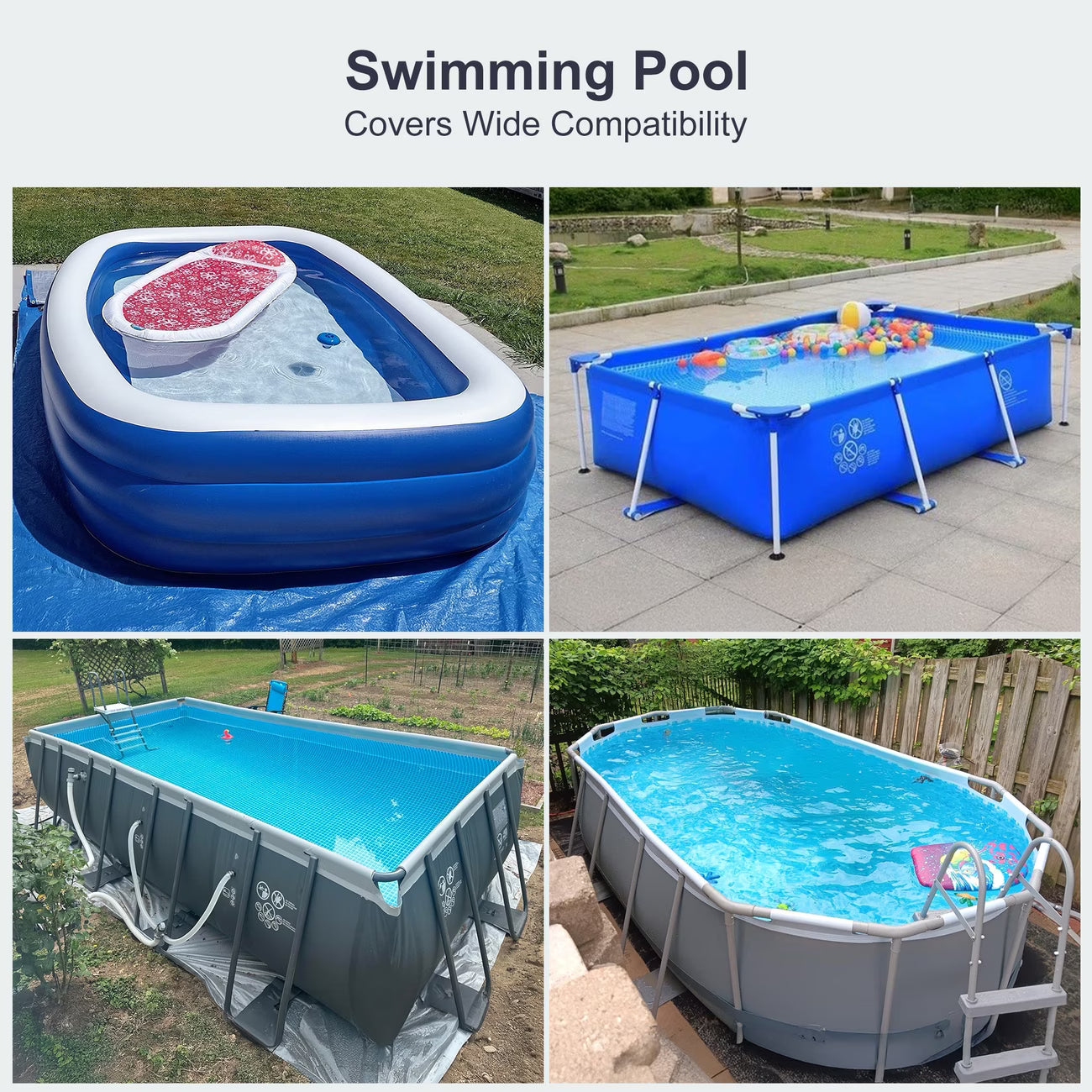 Above Ground Rectangular Pool Cover, Featurinh Anti-UV, Tear-resistant, with Winch Installation