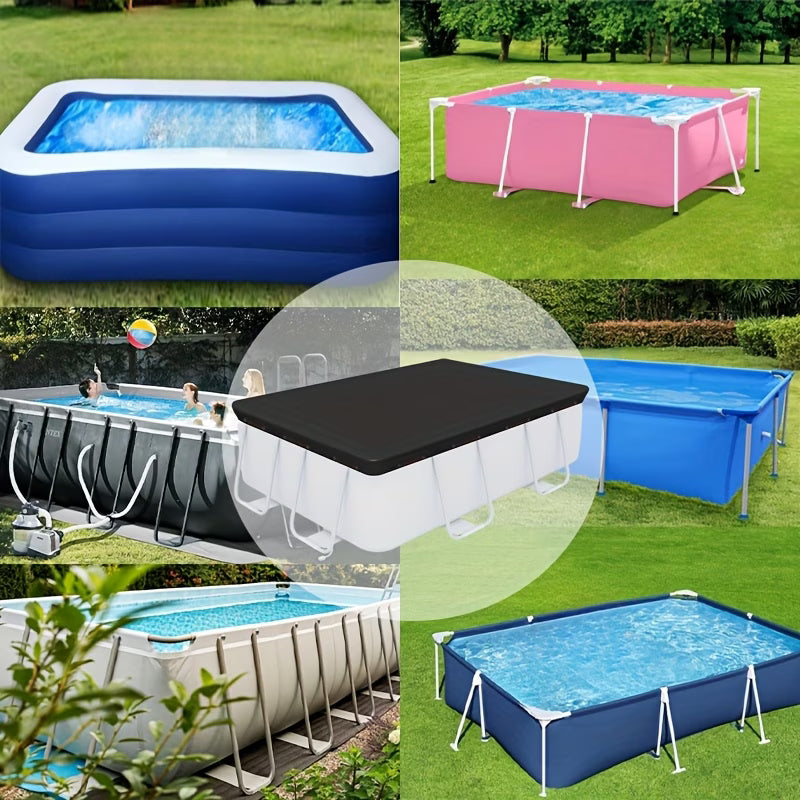 Rectangular Above-Ground Pools covers - WireRope Winch - Black-BorderedStyle