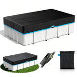 7*10' Rectangular Above Ground Pool Covers - Ratchet Strap - Blue Trim