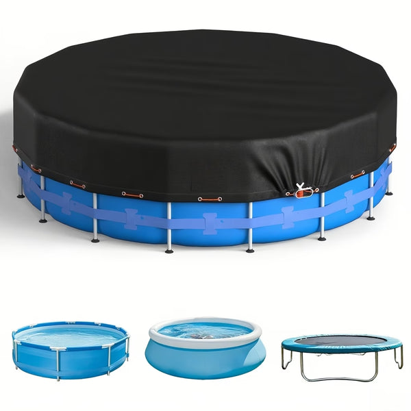 Large Round Above Ground Swimming Pool Cover with Winch & Steel Cable