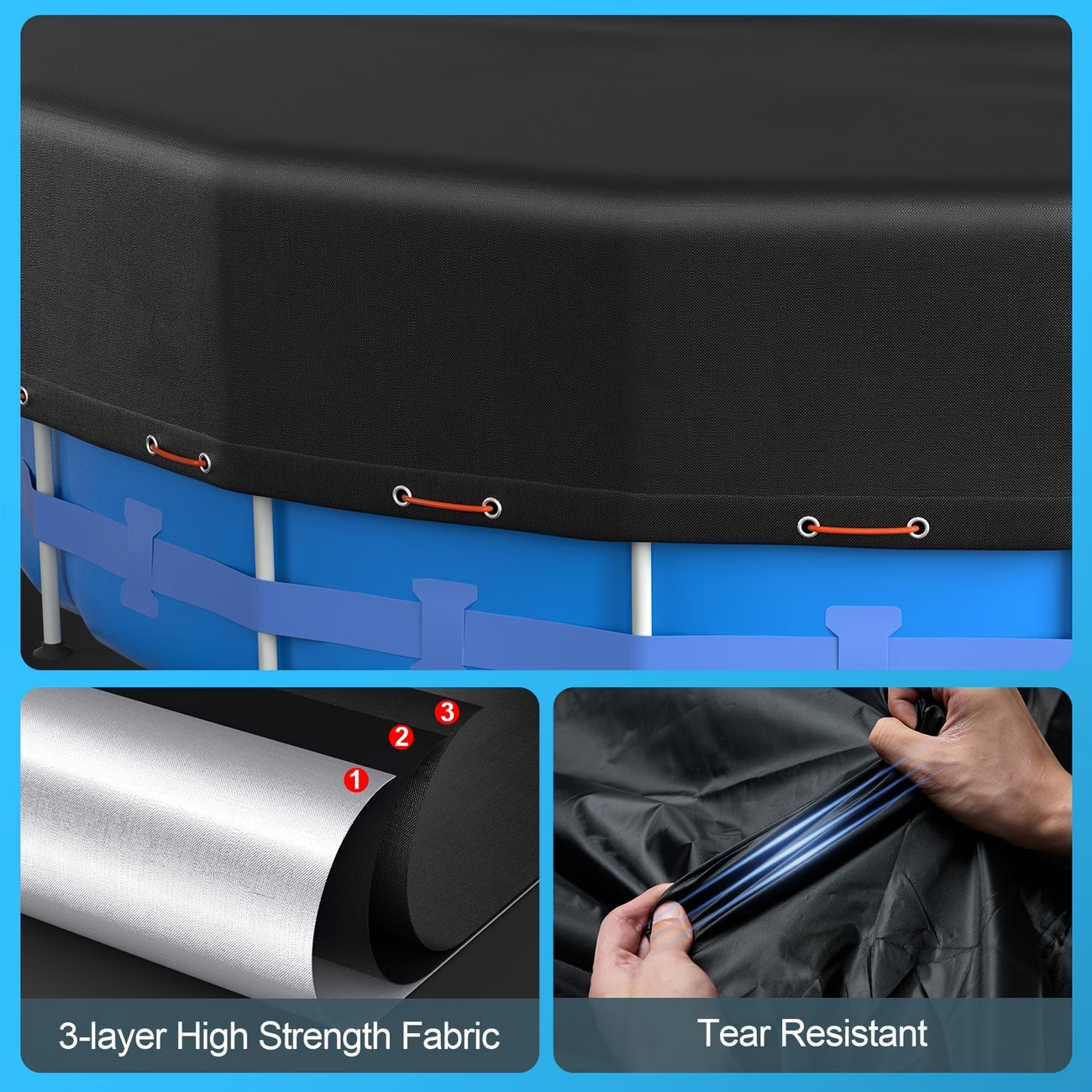 Round Up Ground Swimming pool cover with Winch Installation, Made from 420D Oxford Fabric